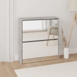 Vidaxl armoire  chaussures et miroir 2 niveaux gris bton 63x17x67 cm 342630