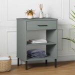 Vidaxl armoire console avec pieds en m�tal gris bois pin massif oslo meuble meuble de couloir meuble ...