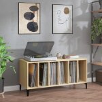 Vidaxl armoire  disques armoire latrale avec rangement meuble pour tourne - disque buffet de salon ...
