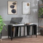 Vidaxl armoire  disques armoire latrale avec rangement meuble pour tourne - disque buffet de salon ...
