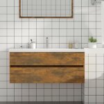 Vidaxl armoire de lavabo chne fum 100x385x45 cm bois dingnierie 815657