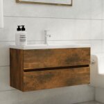 Vidaxl armoire de lavabo chêne fumé 90x385x45 cm bois dingénierie 815654 Vidaxl armoire de lavabo chêne fumé 90x385x45 cm bois dingénierie 815654