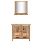 Vidaxl armoire pour lavabo avec miroir bois de noyer massif 247607