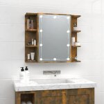 Vidaxl armoire � miroir avec led armoire de rangement miroir de maquillage meuble de salle de bain maison ...