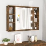 Vidaxl armoire � miroir avec led ch�ne fum� 76x15x55 cm 820445