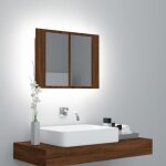 Vidaxl armoire  miroir led chne marron 60x12x45 cm bois dingnierie armoire  miroir de salle de bain ...