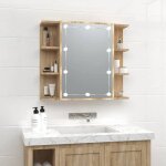 Vidaxl armoire  miroir avec led armoire murale armoire de salle de bain meuble de rangement armoire ...