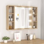 Vidaxl armoire � miroir avec led armoire murale armoire de salle de bain meuble de rangement armoire ...