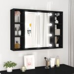 Vidaxl armoire � miroir avec led armoire mural avec 6 compartiments meuble de rangement organisateur ...