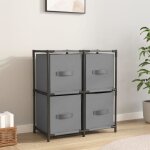 Vidaxl armoire de rangement 4 paniers en tissu gris 63x30x71 cm acier 337255