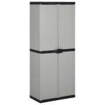 Armoire de rangement - vidaxl - 340984 - 3 tagres - gris / noir - 68x40x168cm