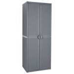 Vidaxl armoire de rangement de jardin gris 65x45x172 cm pp rotin 364063