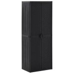 Vidaxl armoire de rangement de jardin noir 65x45x172 cm pp rotin 151238