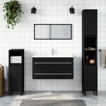 Vidaxl armoire de salle de bain avec miroir noir bois dingnierie 833880