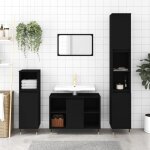 Vidaxl armoire de salle de bain noir 30x30x100 cm bois dingnierie 831549