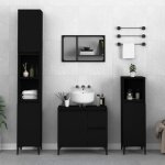 Vidaxl armoire de salle de bain noir 65x33x60 cm bois dingnierie 819829