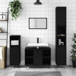 Vidaxl armoire de salle de bain noir 80x33x60 cm bois ding�nierie 831629