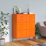 Vidaxl armoire � tiroirs orange 80x35x1015 cm acier