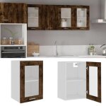 Vidaxl armoire en verre suspendue placard mural avec porte casiers de rangement meuble de cuisine intrieur ...