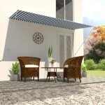 Vidaxl auvent rétractable 300x150 cm bleu et blanc store abri soleil jardin 143749 Vidaxl auvent rétractable 300x150 cm bleu et blanc store abri soleil jardin 143749