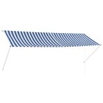 Vidaxl auvent rtractable 350x150 cm bleu et blanc store abri soleil jardin 143750