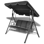 Vidaxl balancelle de jardin avec auvent noir 41421