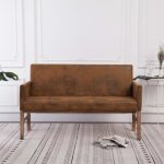 Vidaxl banc avec accoudoir 140 cm marron similicuir daim
