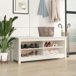 Vidaxl banc à chaussures blanc 110x38x455 cm bois de pin massif813775 Vidaxl banc à chaussures blanc 110x38x455 cm bois de pin massif813775