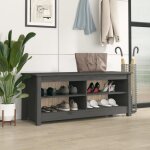 Vidaxl banc  chaussures gris 110x38x455 cm bois de pin massif813776