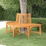 Vidaxl banc demi - circulaire tour darbre �160cm bois massif eucalyptus 319423
