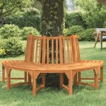 Vidaxl banc demi - circulaire tour darbre �208cm bois massif eucalyptus 362156