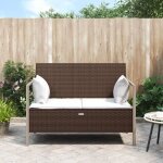 Vidaxl banc de jardin  2 places avec coussins marron rsine tresse 364113