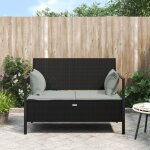 Vidaxl banc de jardin � 2 places avec coussins noir r�sine tress�e 364112