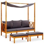 Vidaxl banc de jardin avec auvent et repose - pieds bois dacacia solide 29 cm