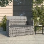 Vidaxl banc de jardin avec coussins gris 105 cm r�sine tress�e 362317