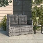 Vidaxl banc de jardin avec coussins gris 105 cm rsine tresse 362319