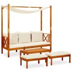 Vidaxl banc de jardin avec table et repose - pieds 85 x 57 x 29 cm brun bois dacacia massif avec finition ...