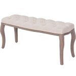 Vidaxl banc lin bois massif 110 x 38 x 48 cm blanc crème Vidaxl banc lin bois massif 110 x 38 x 48 cm blanc crème