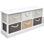 Vidaxl banc de rangement 6 tiroirs bois