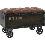 Vidaxl banc de rangement en bois massif marron 805x41x50 cm bois d?�pic�a & mdf avec cuir synth�tique ...