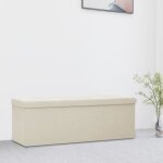 Vidaxl banc de rangement pliable blanc crme faux lin