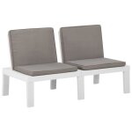 Vidaxl banc de salon de jardin avec coussin plastique blanc Vidaxl banc de salon de jardin avec coussin plastique blanc