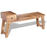 Vidaxl banc avec tiroir bois de manguier massif 120 x 36 x 60 cm