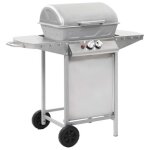 Vidaxl barbecue  gaz avec 2 zones de cuisson acier argent