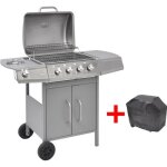 Vidaxl barbecue  gaz 4 + 1 zone de cuisson argent