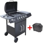 Vidaxl barbecue � gaz 4 + 1 zone de cuisson noir