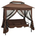 Belvdre convertible - vidaxl - kiosque  balancelle - 2 personnes - acier revtu - couleur caf