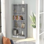 Vidaxl bibliothque 4 niveaux sonoma gris 60x24x142 cm 815430
