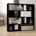 Vidaxl biblioth�que & paravent noir 105x24x102 cm bois d?ing�nierie �tag�re haute meuble lat�ral biblioth�que ...