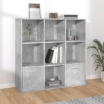 Vidaxl bibliothque gris bton 98x30x98 cm agglomr